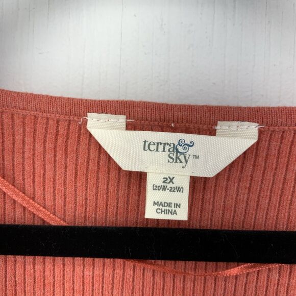 Terra Sky Womens 2X Ribbed Sweater Sweetheart Neck Casual Lightweight NEW - Picture 4 of 8